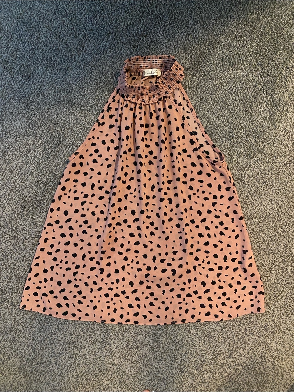 Pink Halter Neck women’s blouse with Black Spot Print